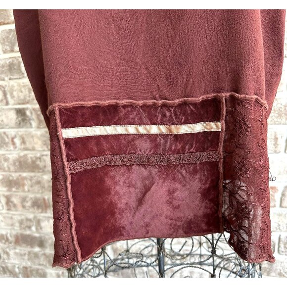 Vintage Nooshin Femme Sleeveless Top Medium Plum Lace Velour Scoop Neck … - Picture 2 of 12